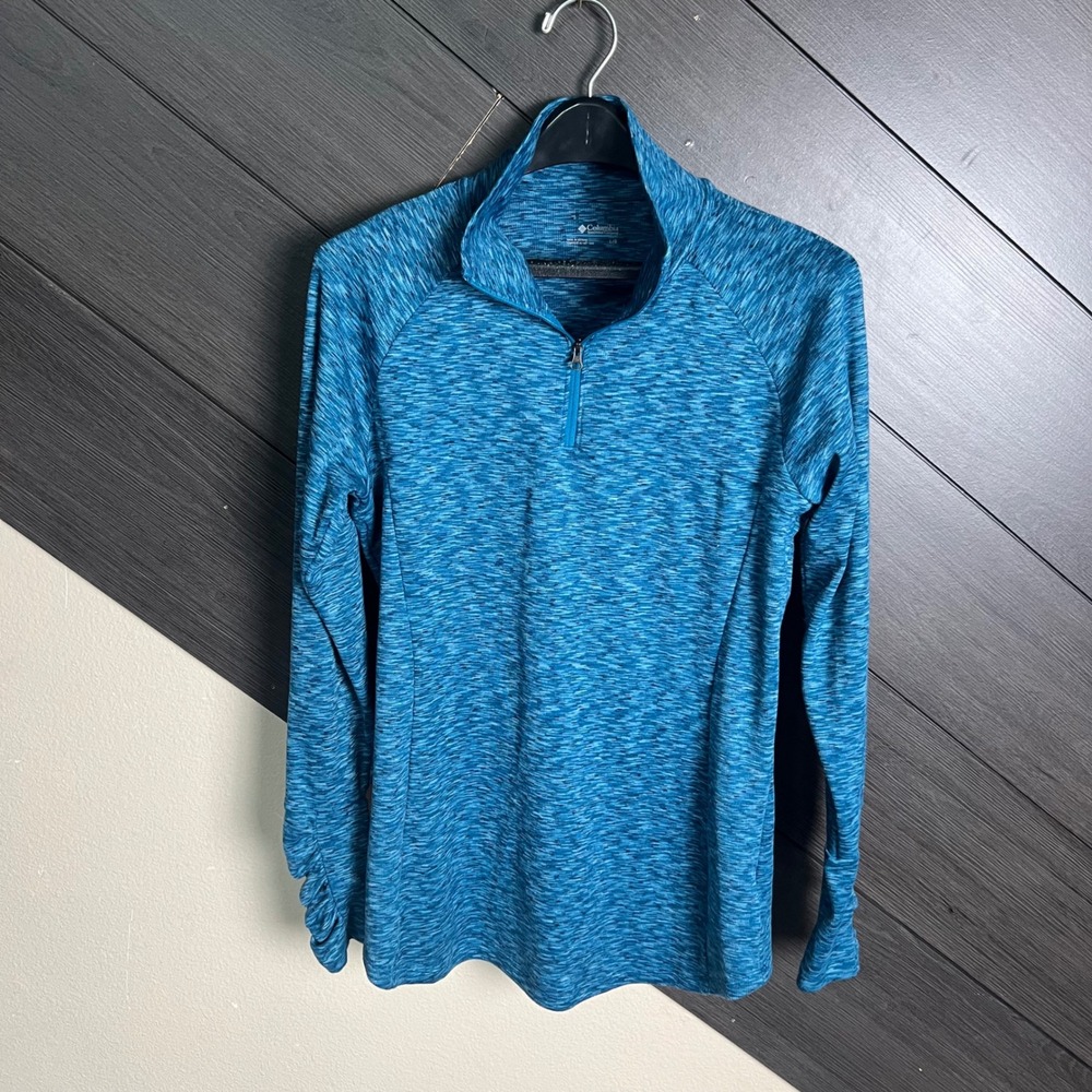 Columbia Women's Omni-Wick Quarter Zip Pullover Blue Space Dye Large Activewear